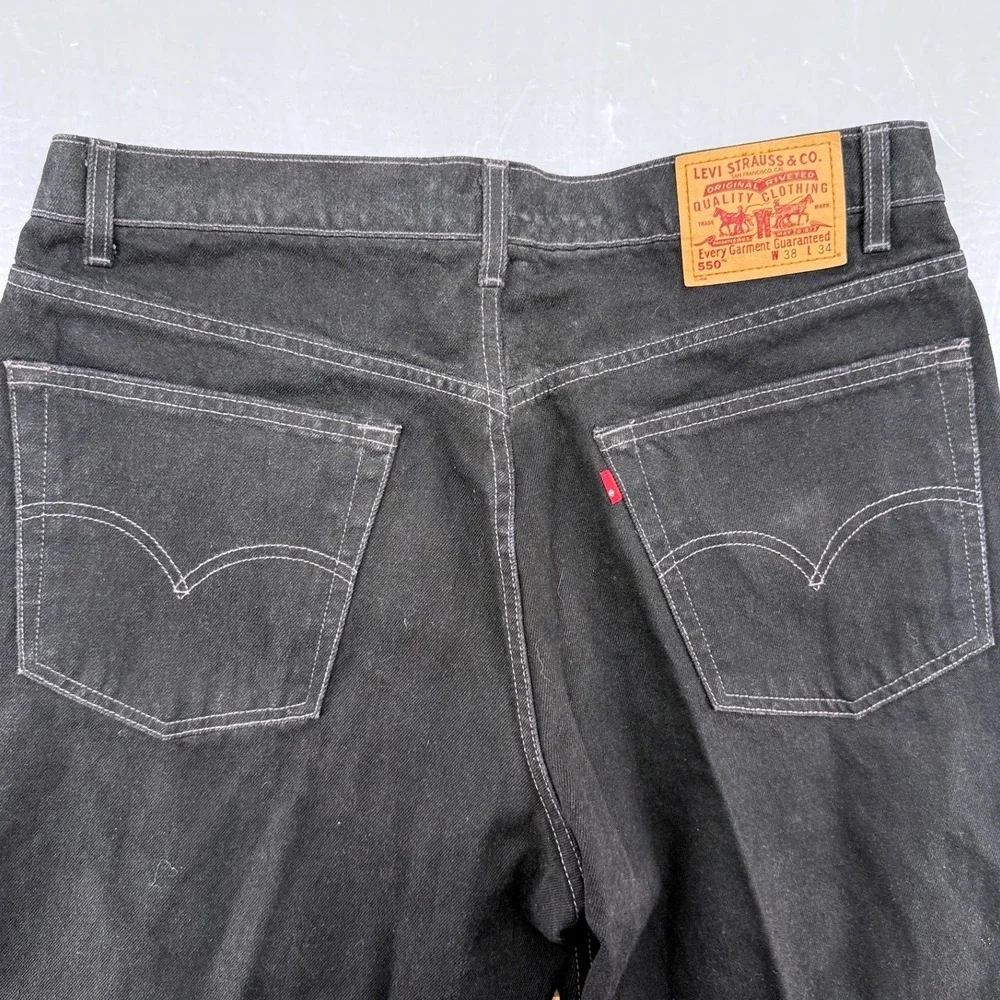 Levis 550 Relaxed Fit‎ Black Denim Jeans Mens 38x34 Vintage 1998 550-0260